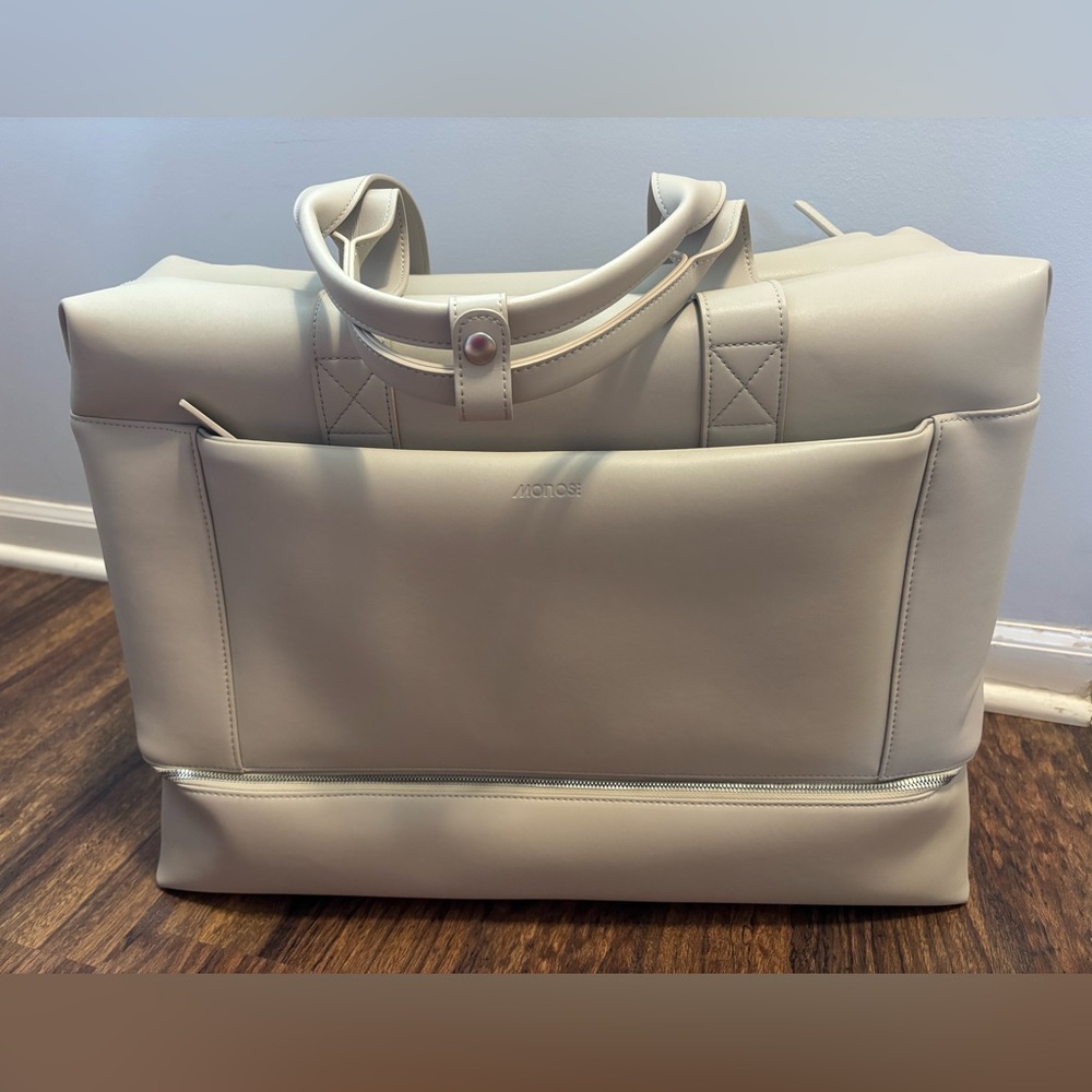 Monos Ivory Weekender Bag with Jewelry Case
